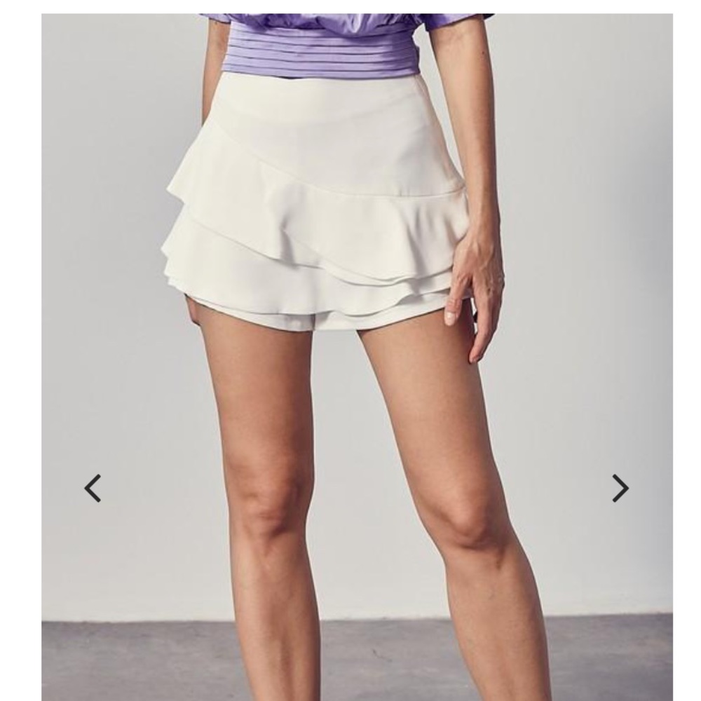 White Ruffle Skort